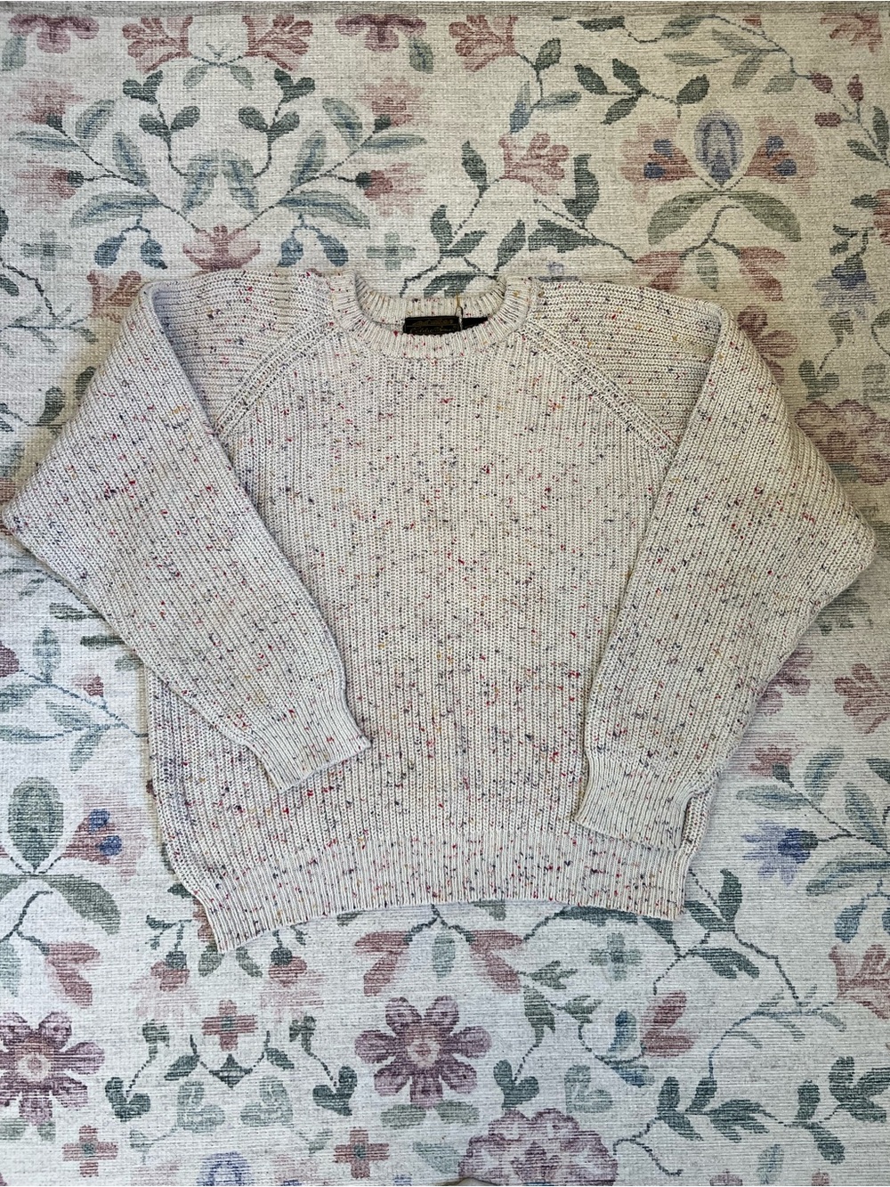 Vintage Eddie Bauer Cozy Speckled Crewneck Sweater - Cream with Multicolor Fleck